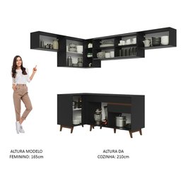 Armário de Cozinha Completa de Canto 402cm Preto Reims Madesa 04 - 6