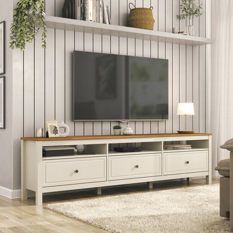 Rack para TV 75 Polegadas 210cm MDF Tampo Madeira Maciça Ananda CabeCasa MadeiraOriginals