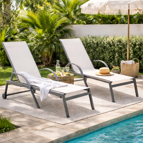 Espreguiçadeira Chaise Itaguá Bege/Amendoa