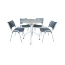 Ver imagem 2 de Jogo Mesa Redonda para Restaurante Comércio com 4 Cadeiras Iso Cinza Base Branca Ecomhome