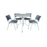 Jogo Mesa Redonda para Restaurante Comércio com 4 Cadeiras Iso Cinza Base Branca Ecomhome - 2