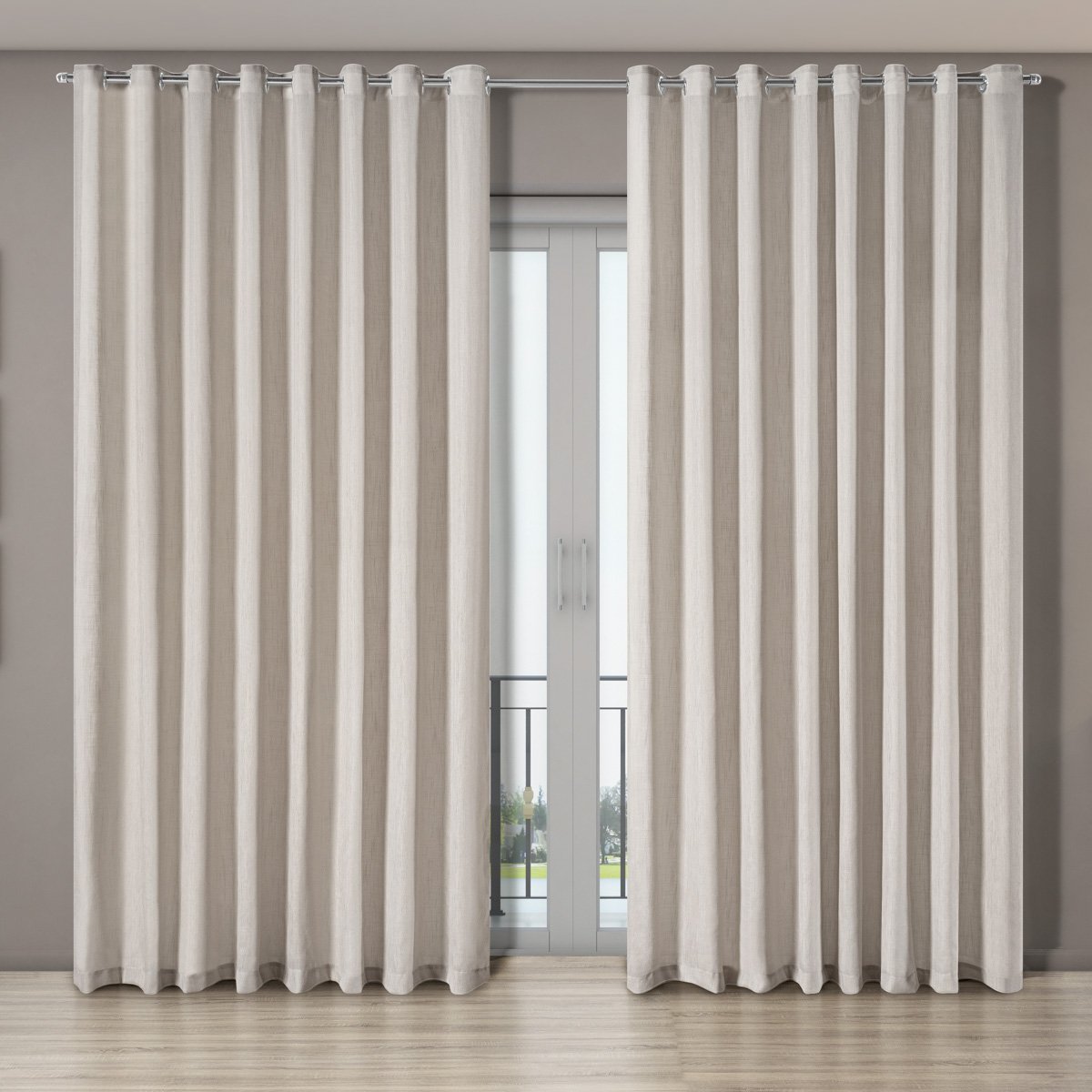 Cortina Luxo Blecaute com Voil Gaze Linho 2,70m X 2,30m Blackout para Sala Quarto Porta Balão Bege - 2