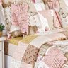 Kit Edredom Rosê Estampado Patchwork King Size + Jogo de Cama - 6 Peças - 6