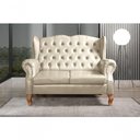 Ver imagem 5 de Sofá Imperador 2 Lugares 135cm Bege Couro Sintético Fixo Bella Decor