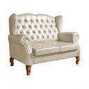 Ver imagem 3 de Sofá Imperador 2 Lugares 135cm Bege Couro Sintético Fixo Bella Decor