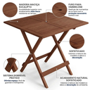 Ver imagem 4 de Mesa Dobrável de Madeira Maciça para Jardim e Varanda Marrom Cas Abao