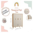 Ver imagem 4 de Guarda Roupa Infantil 4 Portas 2 Gavetas Isis Areia Acetinado Savana Pés Retrô Quarto de Bebê Reller