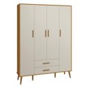 Ver imagem 2 de Guarda Roupa Infantil 4 Portas 2 Gavetas Isis Areia Acetinado Savana Pés Retrô Quarto de Bebê Reller