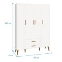 Ver imagem 5 de Guarda Roupa Infantil 4 Portas 2 Gavetas Isis Areia Acetinado Savana Pés Retrô Quarto de Bebê Reller