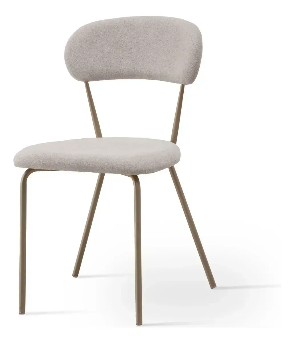 Ver imagem 5 de Kit 2 Cadeiras de Jantar Boucle Off White Base Champagne Luxo