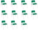 Ver imagem 1 de Kit 11 Cadeiras Infantil Iso, Escola, Base Branco- Verde Escuro