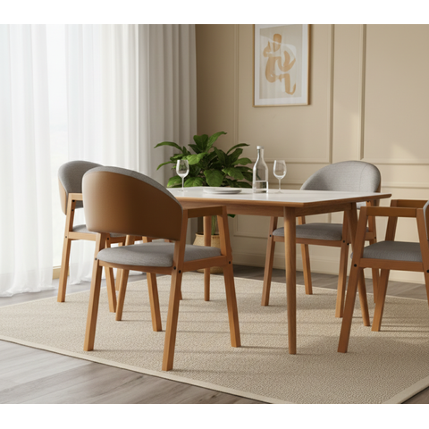 Kit 4 Cadeiras Sala de Jantar Allegra Cinza Encosto Curvo