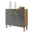 Ver imagem 1 de Balcão de Cozinha 90cm Nala 2 Portas 2 Gavetas Kits Paraná Freijó Gris
