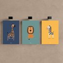 Ver imagem 2 de Kit3 Quadro Decorativo Animais Safari Quarto Infantil Menino Qualidade Premium 28x20cm