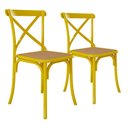 Ver imagem 1 de Kit 2 Cadeiras Cross Katrina X em Aço para Mesa Sala Cozinha Assento Bege - Amarelo/bege