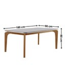 Ver imagem 2 de Mesa para Sala de Jantar 180 cm 100% MDF com Vidro Canto Copo Dublin Marrom/Off White/Marromle/Serig.