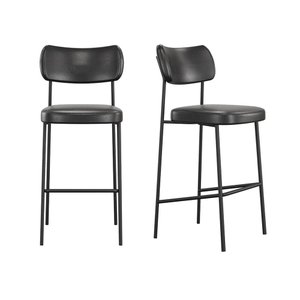 Conjunto 2 Banquetas Alta Stela para Cozinha Courino Preto - Belliv Decor