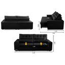 Ver imagem 2 de Sofá Retrátil e Reclinável 3 Lugares com Molas 2,10m Dani Suede Preto Adonai Estofados