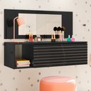 Ver imagem 2 de Penteadeira Mesa de Maquiagem Joy Suspensa 01 Gaveta com Espelho Preto - Desk Design Peternella