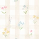 Ver imagem 2 de Papel de Parede Adesivo Xadrez Bege Floral Aquarela