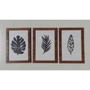 Ver imagem 1 de Kit com 3 Quadros Mdf com Moldura Cor Tabaco com Folhas Decorativas
