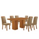 Ver imagem 2 de Mesa de Jantar Eloise 180 cm Tampo MDF Laminado Canto Copo com 6 Cadeiras Aline