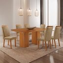 Ver imagem 1 de Mesa de Jantar Eloise 180 cm Tampo MDF Laminado Canto Copo com 6 Cadeiras Aline
