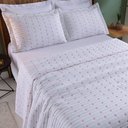 Ver imagem 2 de Cobre Leito Casal Padrão Decor Bordado 200 Fios 3 Peças - Branco/pink