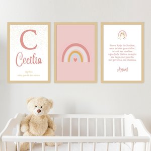 Kit Quadro Infantil Envie o Nome2 20x30 3 Pçs Arte na Arte Quadro Infantil