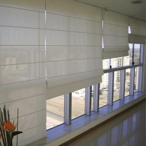 Persiana Romana Tela Solar 3% Branca - Requinte Screen 3% 1,38m até 1,63m 1,0m até 1,29m