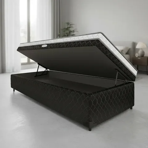Cama Box Baú Conjugada de Espuma D28 Nappoli Solteiro 88cm