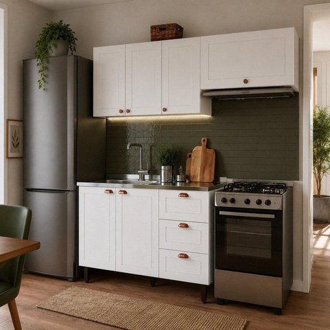 Cozinha 3 Peças 200 cm Pérola Yescasa