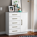 Ver imagem 2 de Transforme Seu Quarto com a Elegância da Cômoda Milão 91cm – 1 Porta e 5 Gavetas Branco