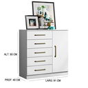 Ver imagem 3 de Transforme Seu Quarto com a Elegância da Cômoda Milão 91cm – 1 Porta e 5 Gavetas Branco