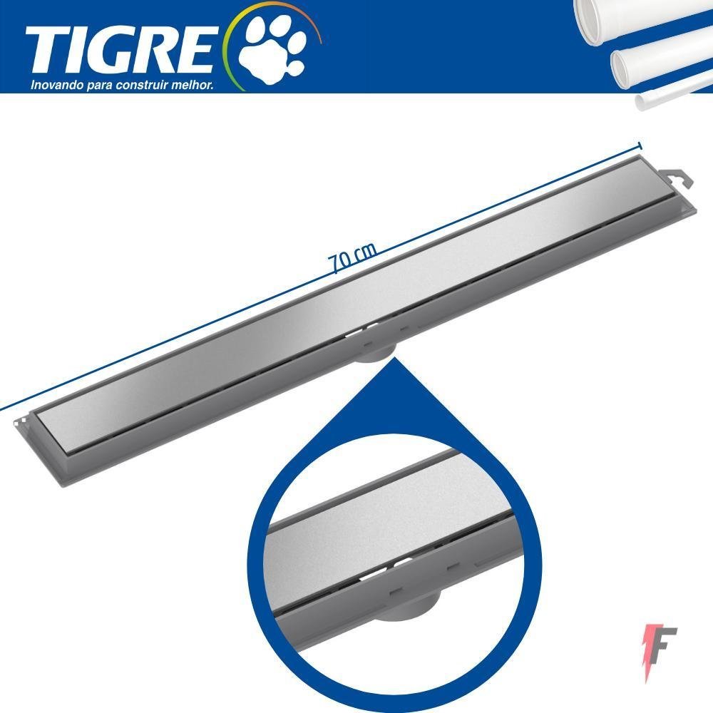 Kit 5 Tigre Ralo Linear 70Cm C/Grelha Inox 272 - 2