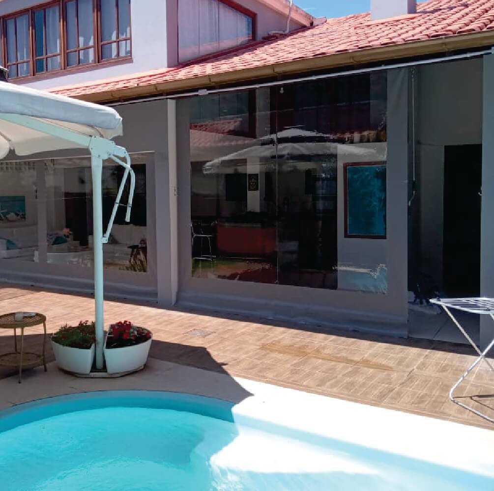 Toldo Cortina Cinza c/ visor - 3,20m x 1,70m - kit completo - 2