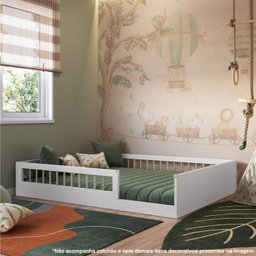 Cama de Chão Casal sem Colchão Branco Linha Affetto Aft009 Completa Móveis - 4