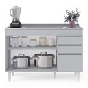 Ver imagem 7 de Balcão de Cozinha com Pia Inox 120cm 3 Portas Michigan Cinza Claro - Lumil Lumil Móveis