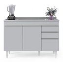 Ver imagem 6 de Balcão de Cozinha com Pia Inox 120cm 3 Portas Michigan Cinza Claro - Lumil Lumil Móveis