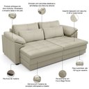 Ver imagem 4 de Sofá Retrátil para Sala de Estar 2 Lugares 175cm Riza S03 Couro Bege Pérola - Lyam Decor