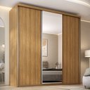 Ver imagem 1 de Guarda-Roupa Casal MDF BP com 3 Portas 1 Espelho e 4 Gavetas Liege Marrom/Nogueira