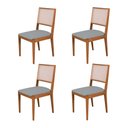 Ver imagem 1 de Conjunto com 4 Cadeiras de Jantar Estofada Suellen em Madeira e Mdf Cerejeira Linho Cinza