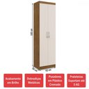 Ver imagem 3 de Armário Multiuso Ibiza 2 Portas 4 Prateleiras 4099 Off White/Nogueira - Doripel