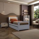 Ver imagem 2 de Bicama Solteiro Juvenil Reversível em LED com Rattan, Peseira Palito Wave Casatema MadeiraOriginals Branco