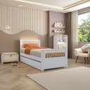 Ver imagem 1 de Bicama Solteiro Juvenil Reversível em LED com Rattan, Peseira Palito Wave Casatema MadeiraOriginals Branco