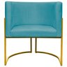 Poltrona Decorativa Para Sala Recepção Escritório Luna Suede Base de Ferro Dourada - 3