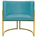 Ver imagem 3 de Poltrona Decorativa Para Sala Recepção Escritório Luna Suede Base de Ferro Dourada
