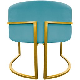 Poltrona Decorativa Para Sala Recepção Escritório Luna Suede Base de Ferro Dourada - 6