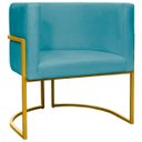 Ver imagem 1 de Poltrona Decorativa Para Sala Recepção Escritório Luna Suede Base de Ferro Dourada