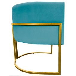 Poltrona Decorativa Para Sala Recepção Escritório Luna Suede Base de Ferro Dourada - 4